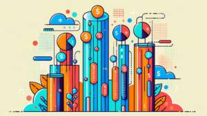 vibrant infographic with financial growth charts and monetary symbols