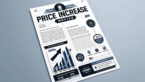 An illustration of a letter with the headline "Price Increase Notice" at the top