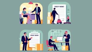 cartoon people depicting business interactions and logistics