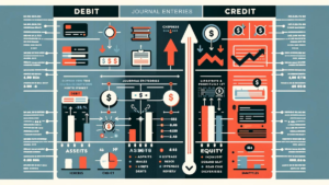  Infographics illustrating the basics of journal entries with clear differentiation between debit and credit transactions